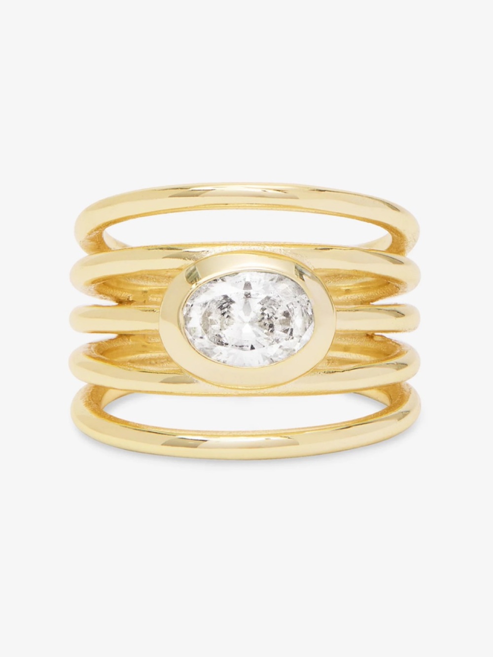 Melinda Maria Gold Multi-Row Ring with Oval Simulated Diamond